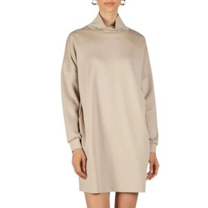 P. Cill L Butter Modal Cowl Neck Dress Taupe Long Sleeve Beige Dress